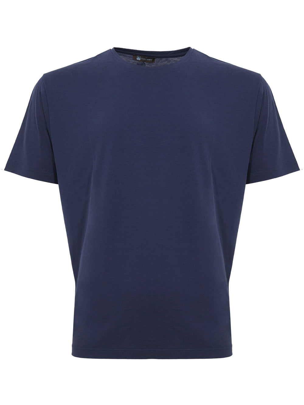 Elegant Blue Ink Cotton-Silk Blend Tee