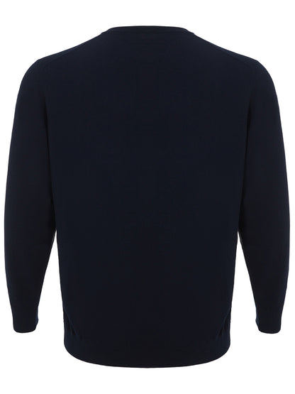 Elegant Blue Wool Round Neck Sweater