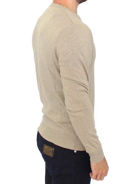 Chic Beige Crewneck Wool Blend Pullover