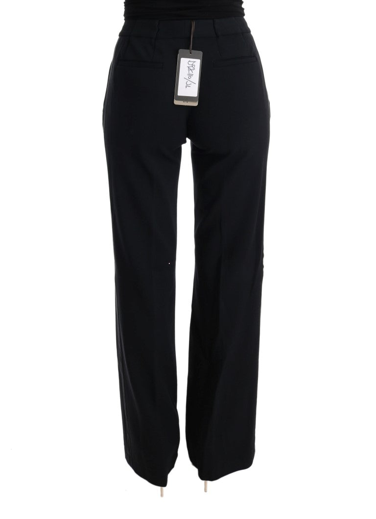 Black Viscose Flare Bootcut Pants