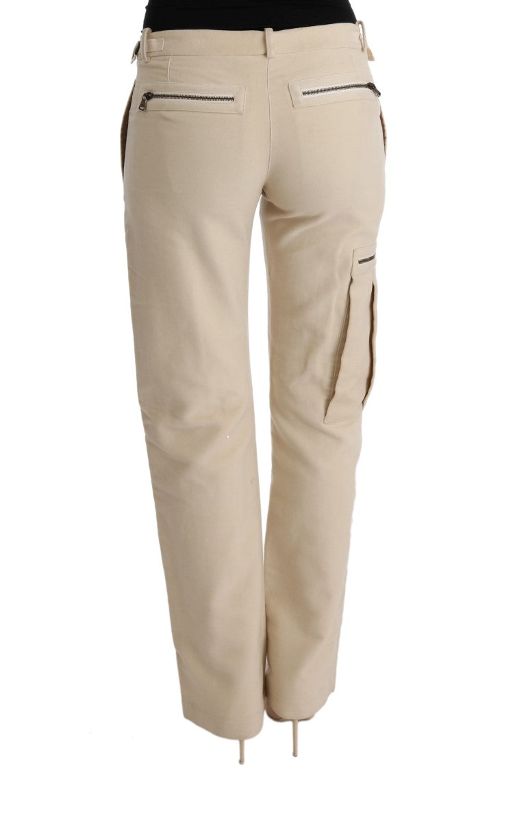 Beige Wool Cropped Regular Fit Pants