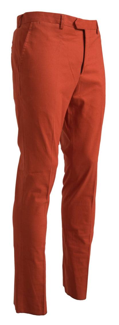 Orange Straight Fit Men Formal Trousers Pants