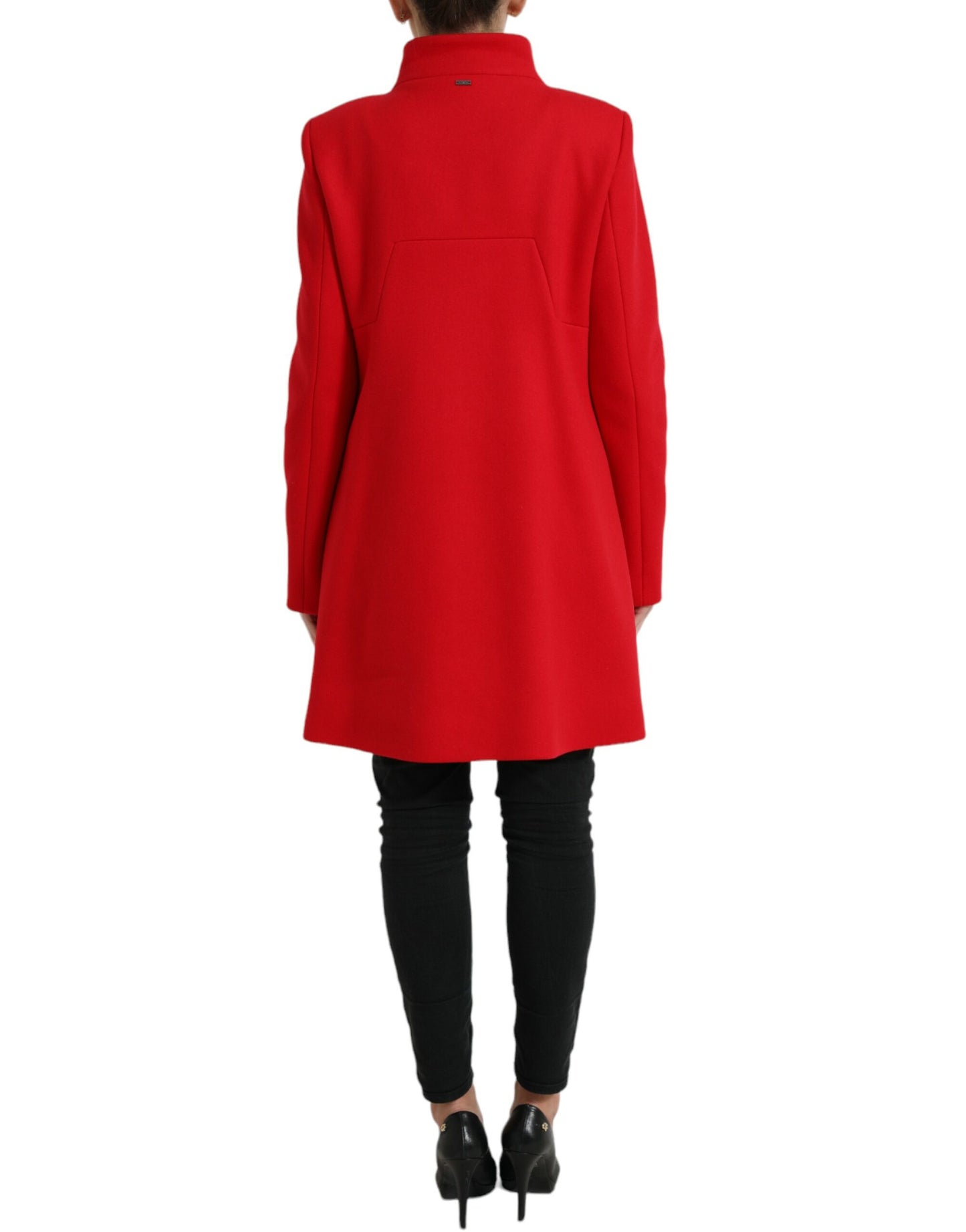 Red Wool Double Breasted Long Sleeves Coat Jacket