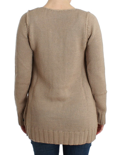 Beige knitted wool sweater