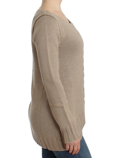 Beige knitted wool sweater