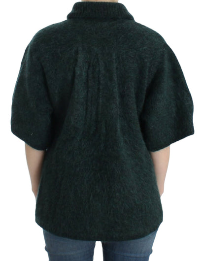 Elegant Green Wool-Mohair Blend Cardigan