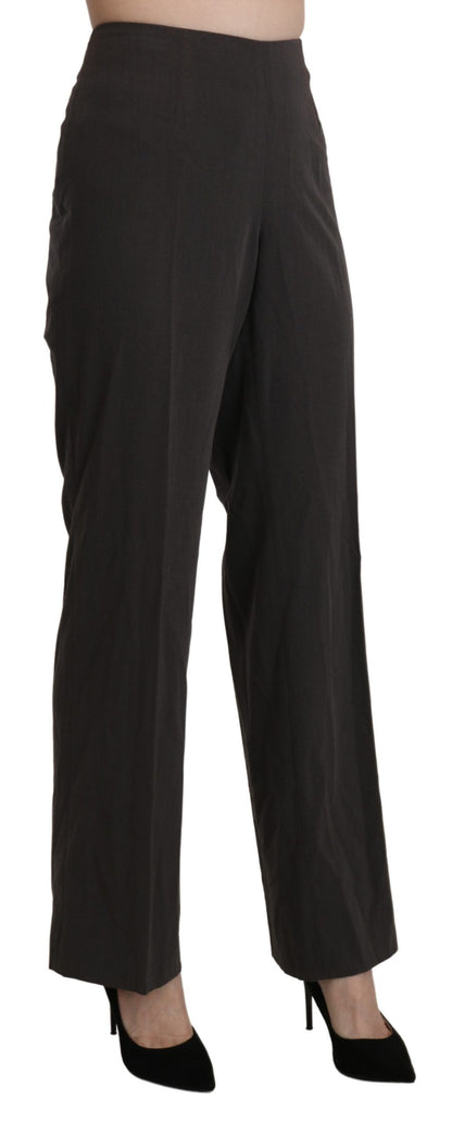 Elevated Gray High-Waist Straight Pants