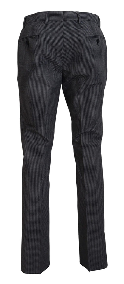 Black Checkered Wool Straight Fit Men Pants