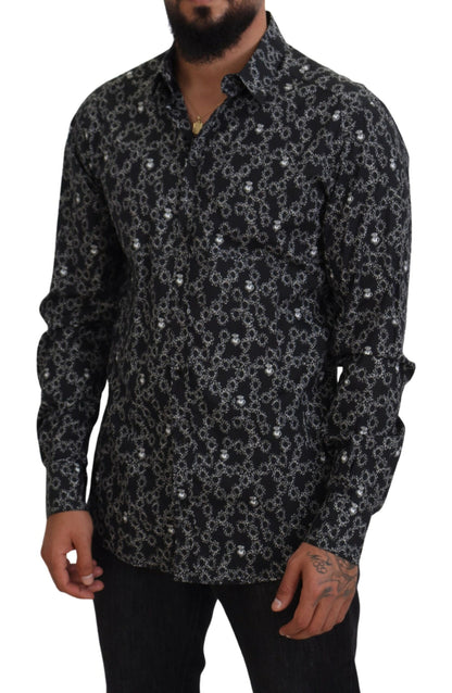 Elegant Black Printed Cotton Shirt