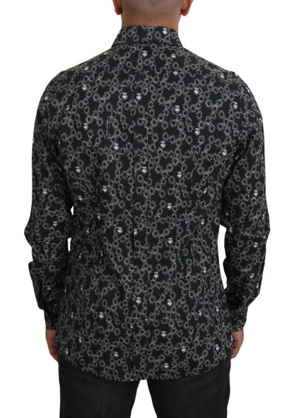 Elegant Black Printed Cotton Shirt