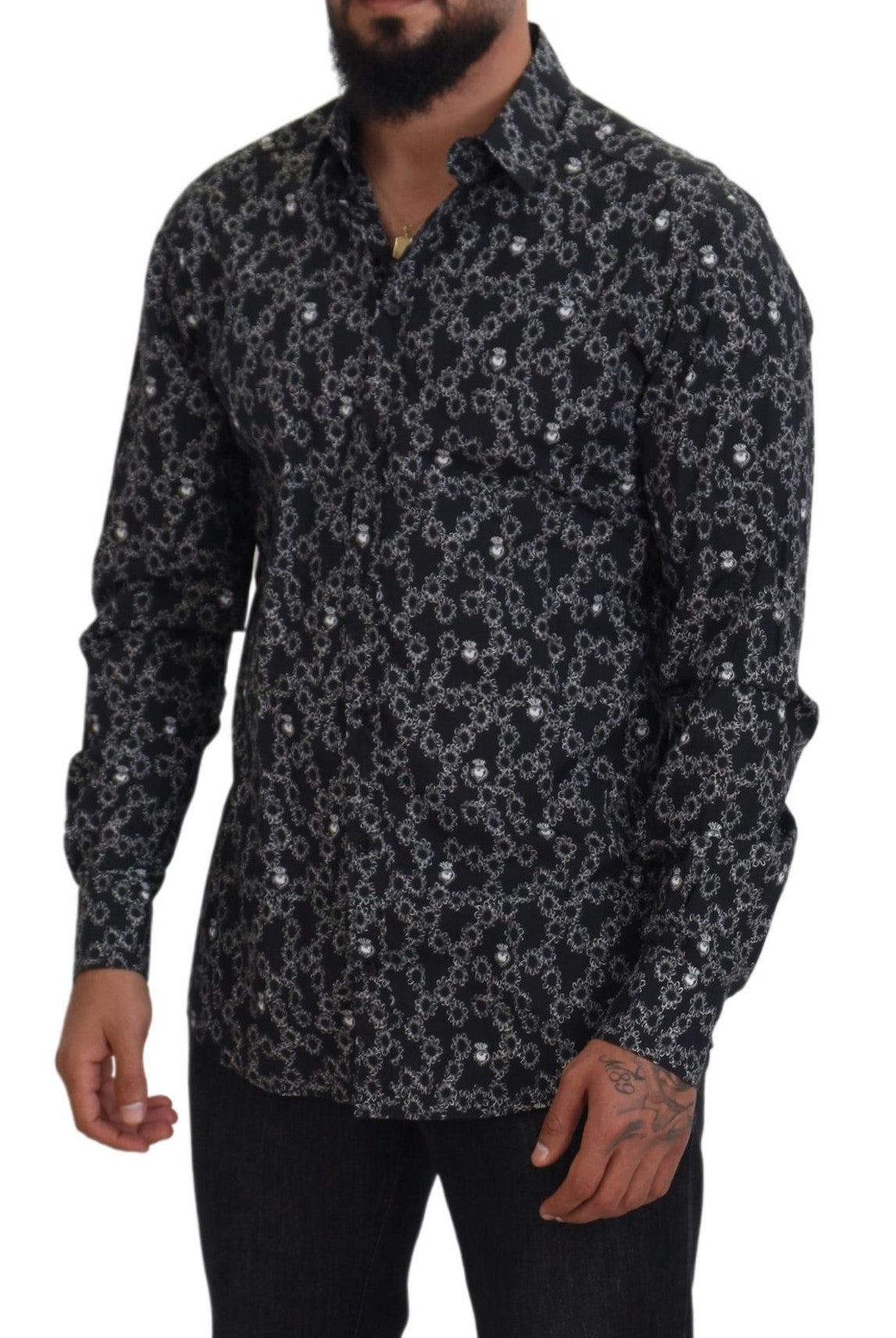 Elegant Black Printed Cotton Shirt