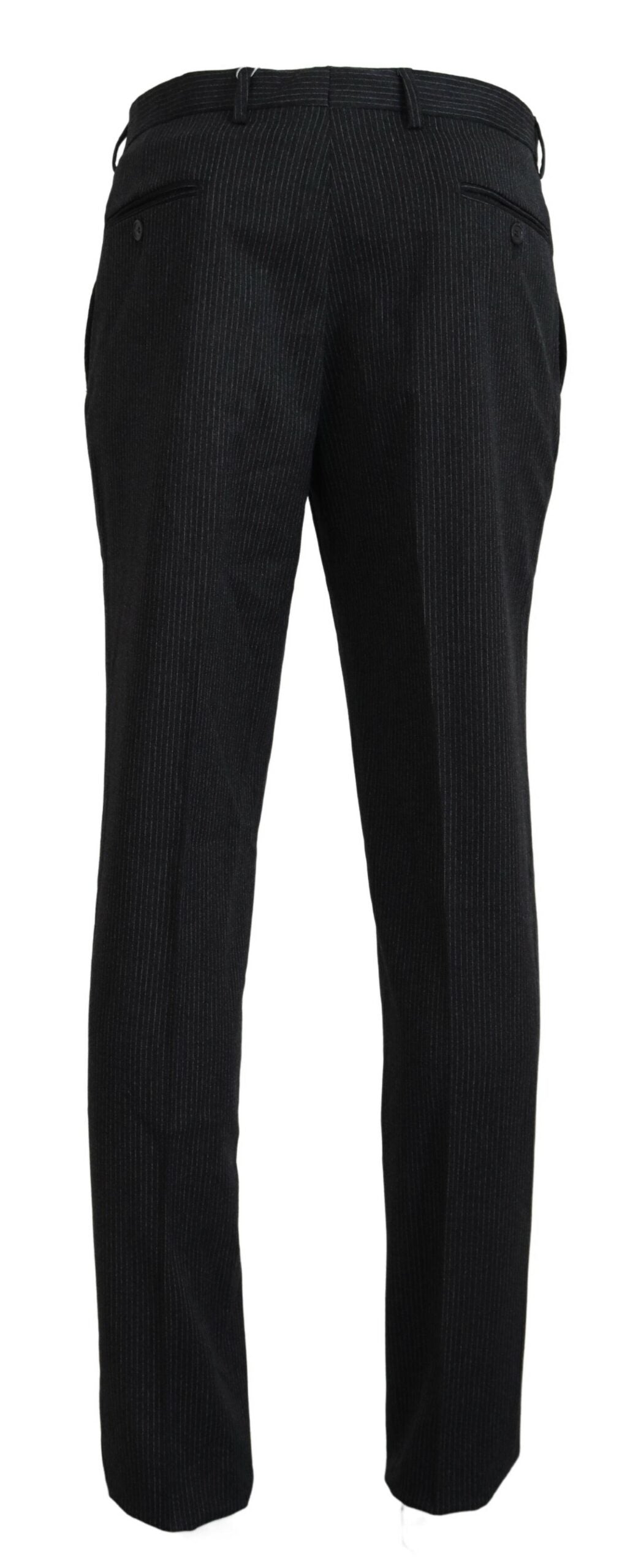 Black Wool Striped Straight Fit Men Pants