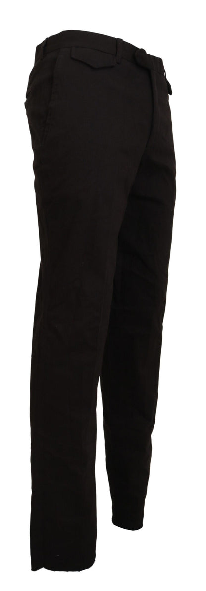 Brown Cotton Straight Fit Men Pants