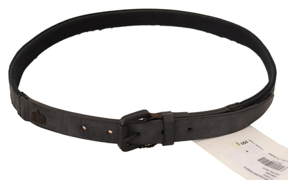 Black Leather Logo Buckle Waist Women Belt