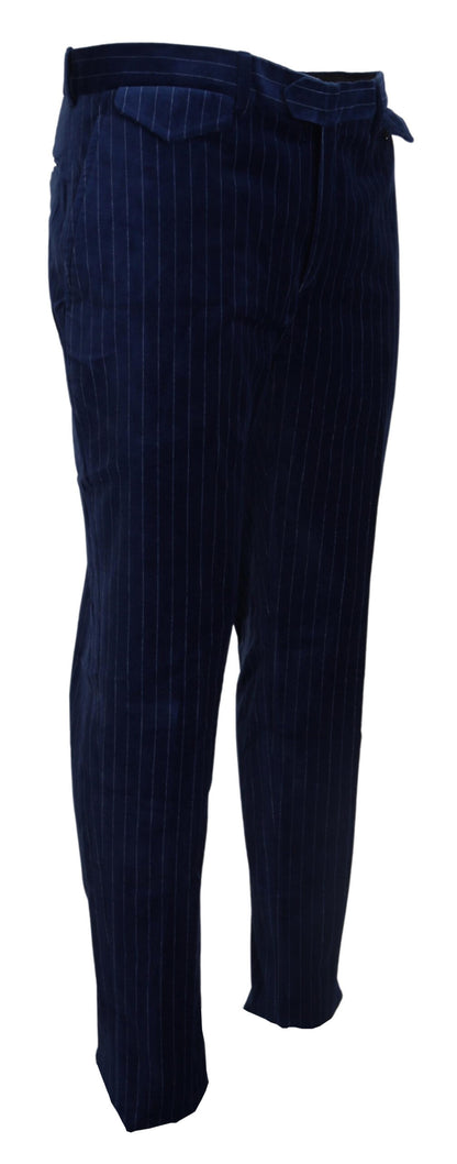 Elegant Striped Blue Dress Pants