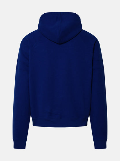 Chic Blue Cotton Hoodie with Embroidered Logo