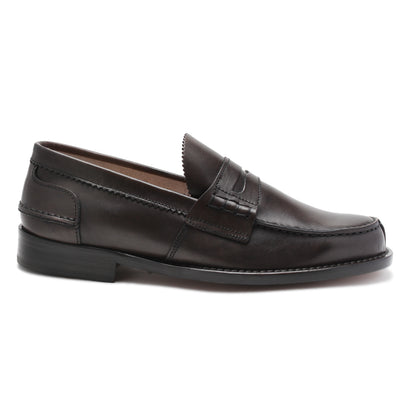 Elegant Dark Brown Leather Loafers for Men