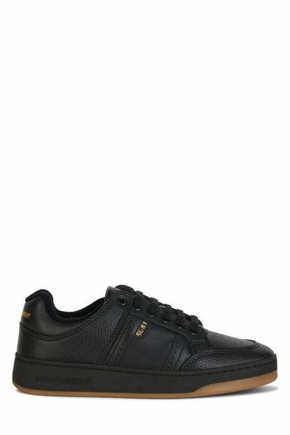 Elegant Black Low-Top Leather Sneakers