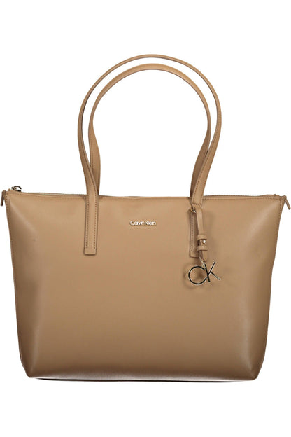 Elegant Beige Shoulder Bag with Chic Logo Detail