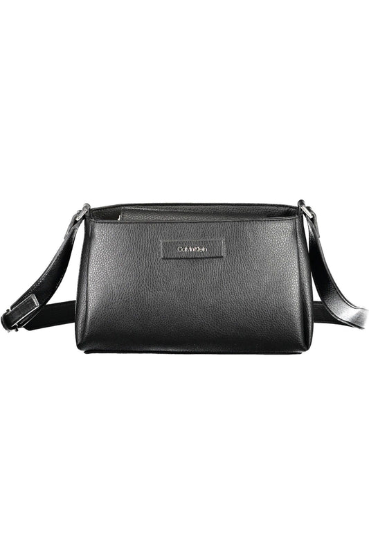 Elegant Black Recycled Polyester Shoulder Bag