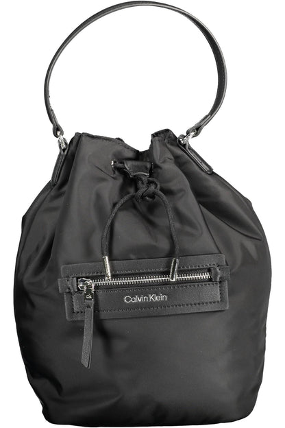 Elegant Black Bucket Bag with Contrasting Details