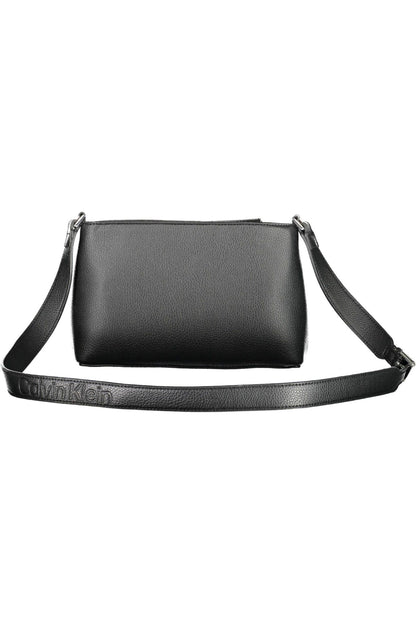 Elegant Black Recycled Polyester Shoulder Bag