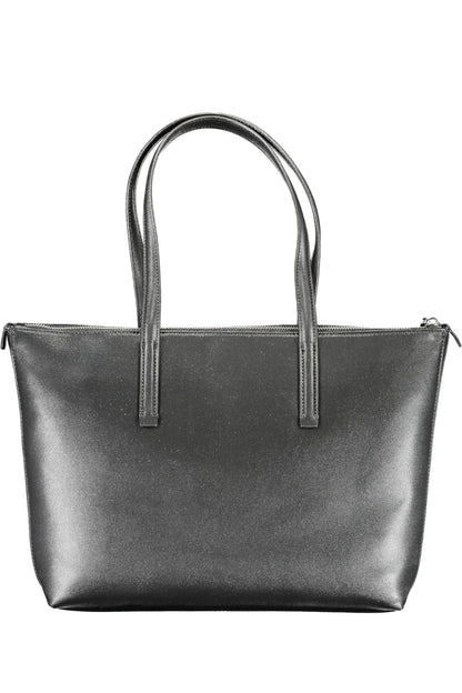 Elegant Black Shoulder Bag with Zip Closure