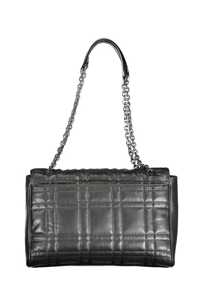 Elegant Black Chain-Handle Bag with Twist Lock