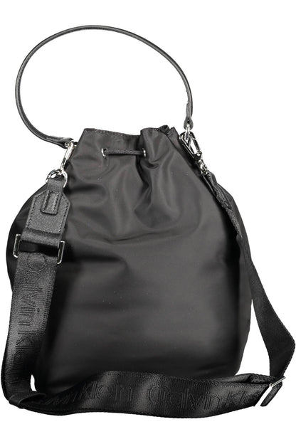 Elegant Black Bucket Bag with Contrasting Details