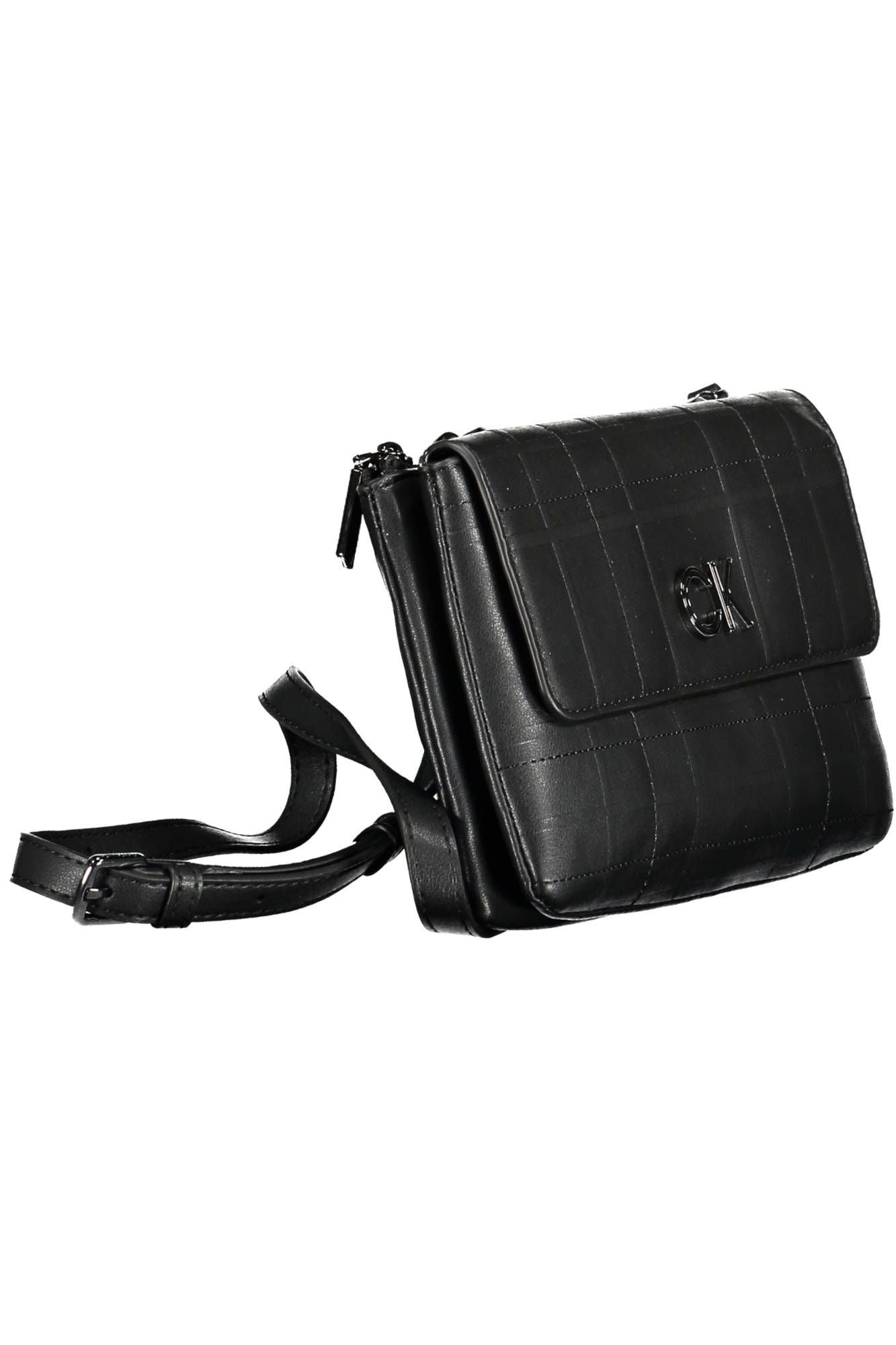 Chic Black Shoulder Bag with Contrasting Details