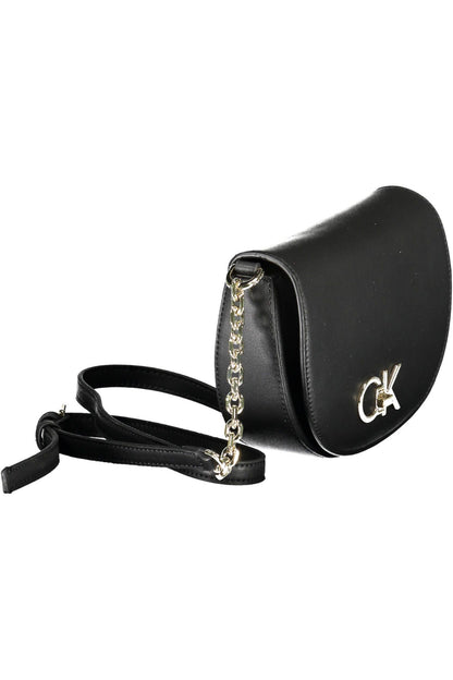 Elegant Twist Lock Shoulder Bag in Black