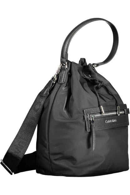 Elegant Black Bucket Bag with Contrasting Details