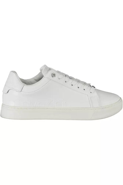 Sleek White Lace-Up Sports Sneakers