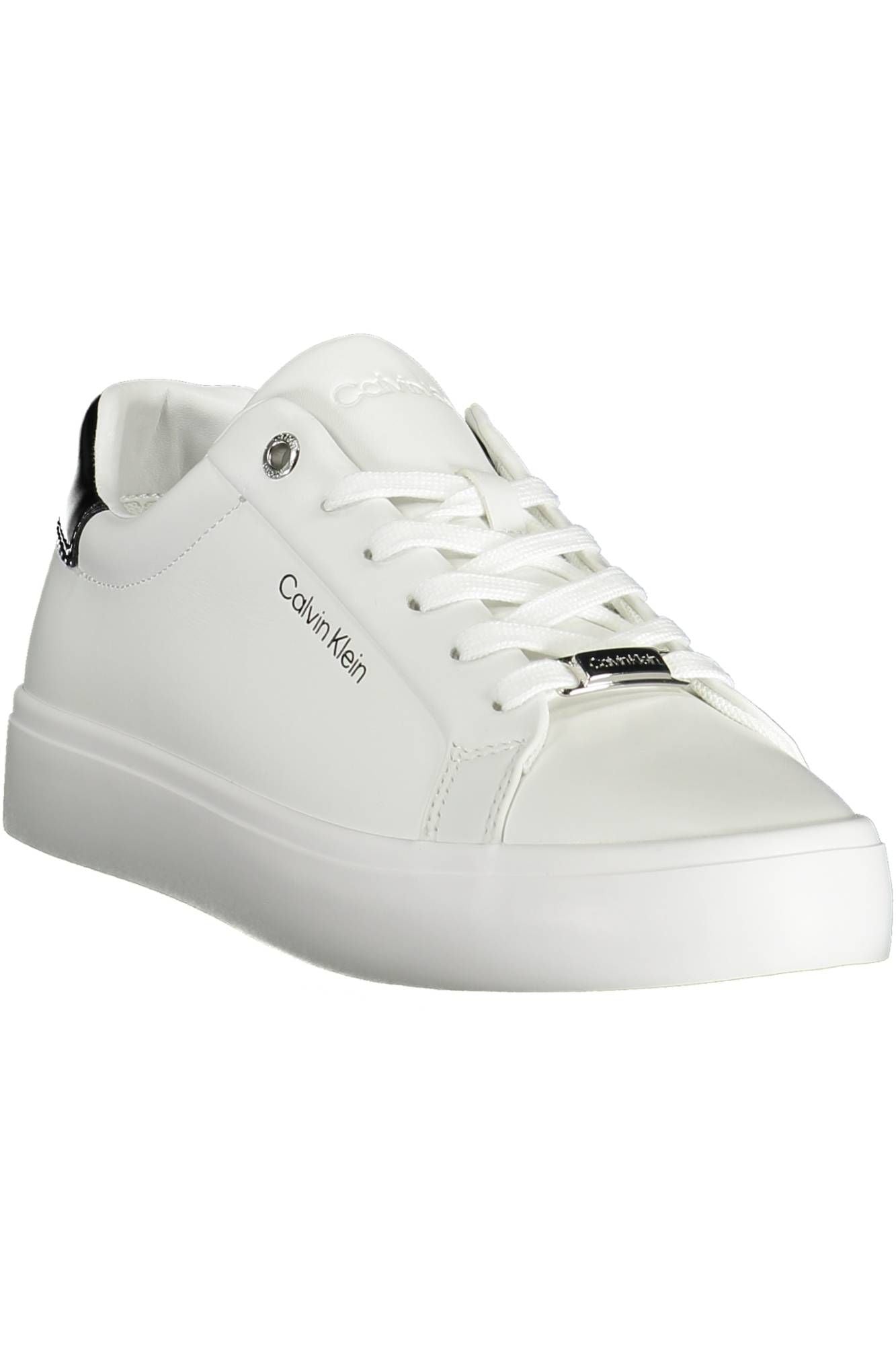 Chic White Lace-Up Sneakers with Contrasting Details