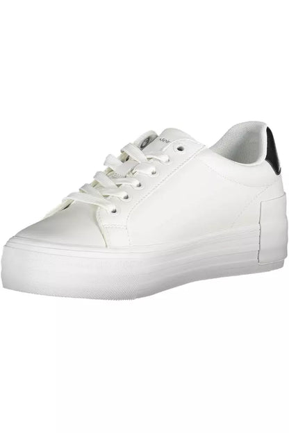 Chic White Lace-Up Sneakers with Eco-Friendly Twist