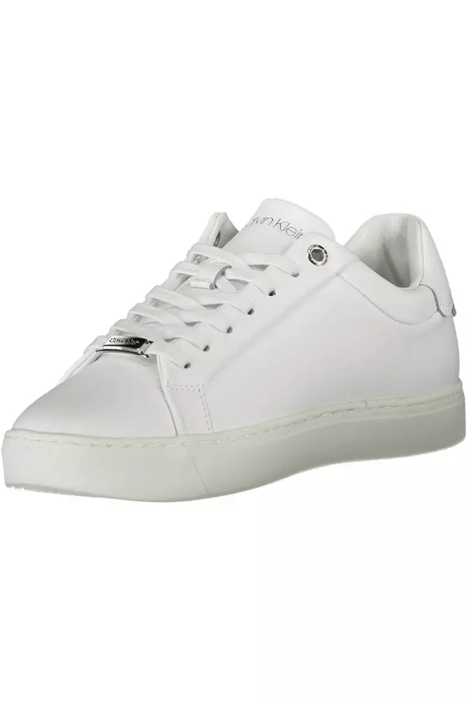 Sleek White Lace-Up Sports Sneakers