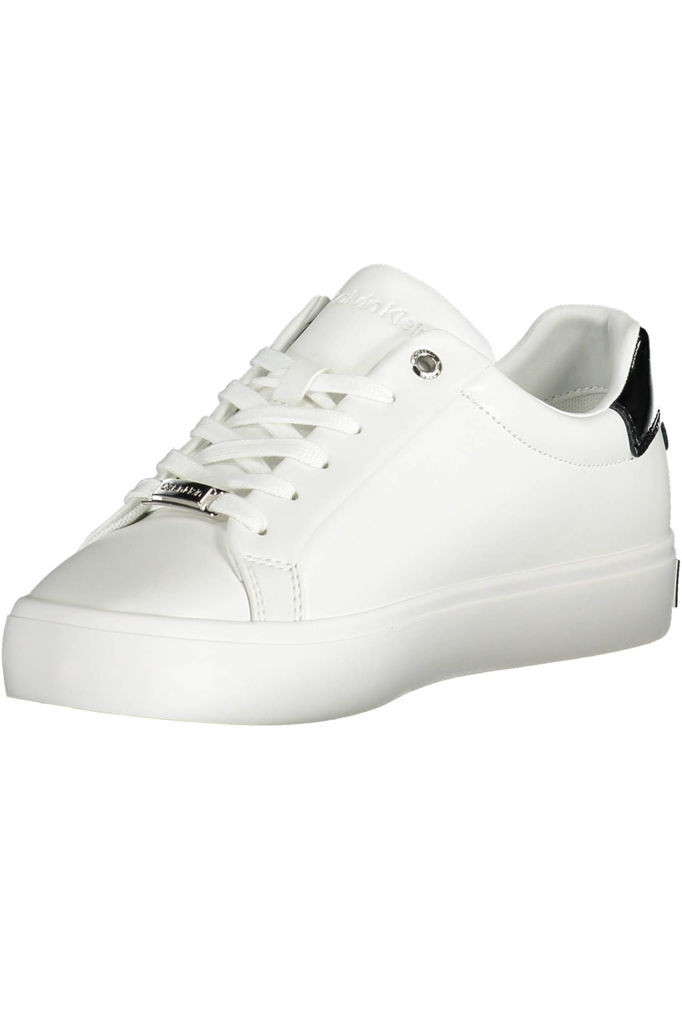 Chic White Lace-Up Sneakers with Contrasting Details