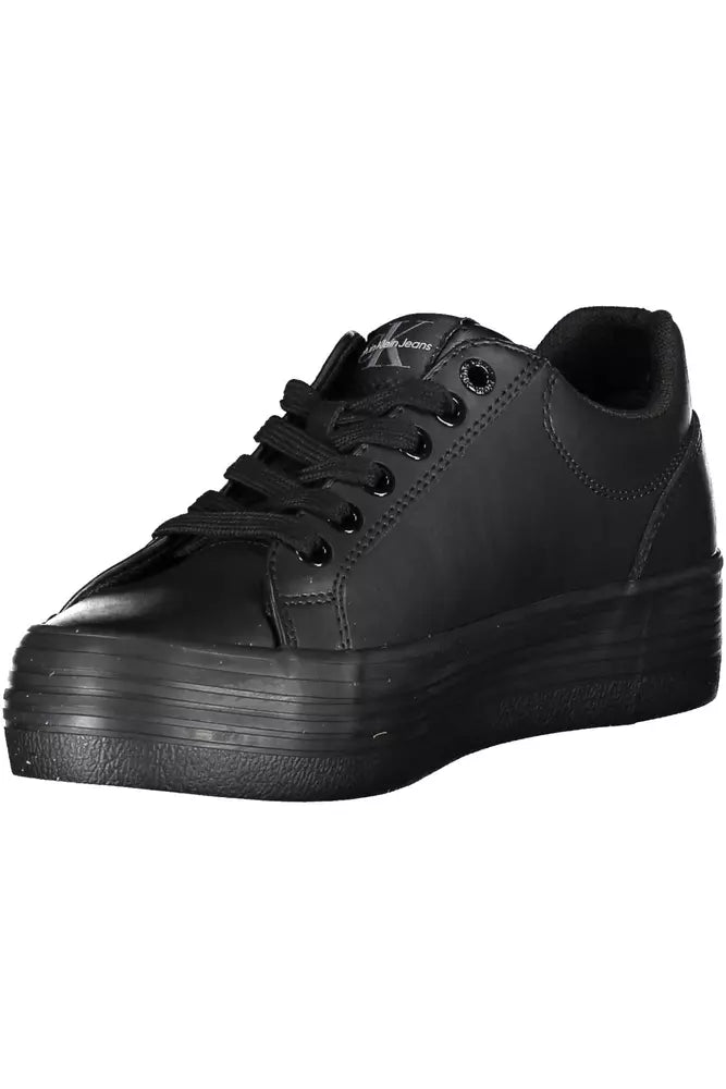 Eco-Conscious Lace-Up Sneakers in Sleek Black