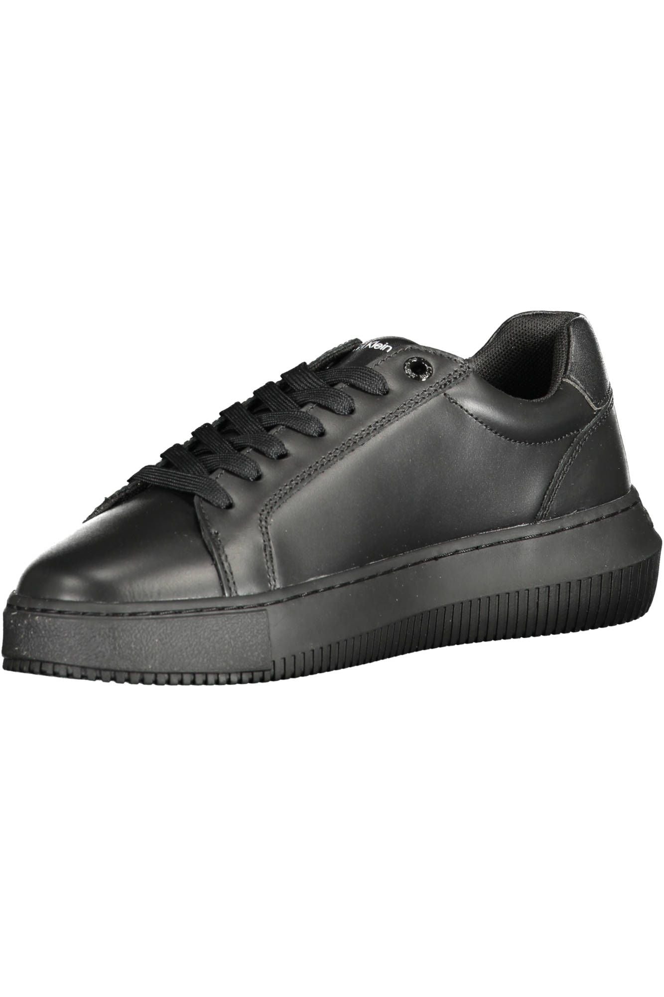 Sleek Black Recycled Sneakers with Logo Accent