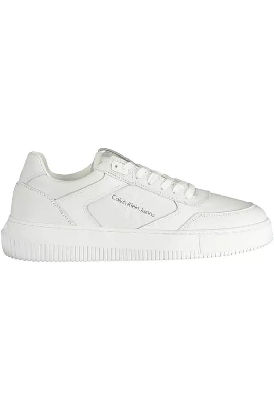 Sleek White Lace-Up Sport Sneakers