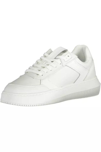 Sleek White Lace-Up Sport Sneakers