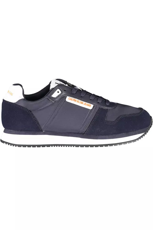 Sleek Blue Lace-Up Sport Sneakers with Contrast Sole