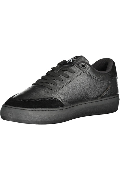 Sleek Black Sports Sneakers with Embroidery Detail