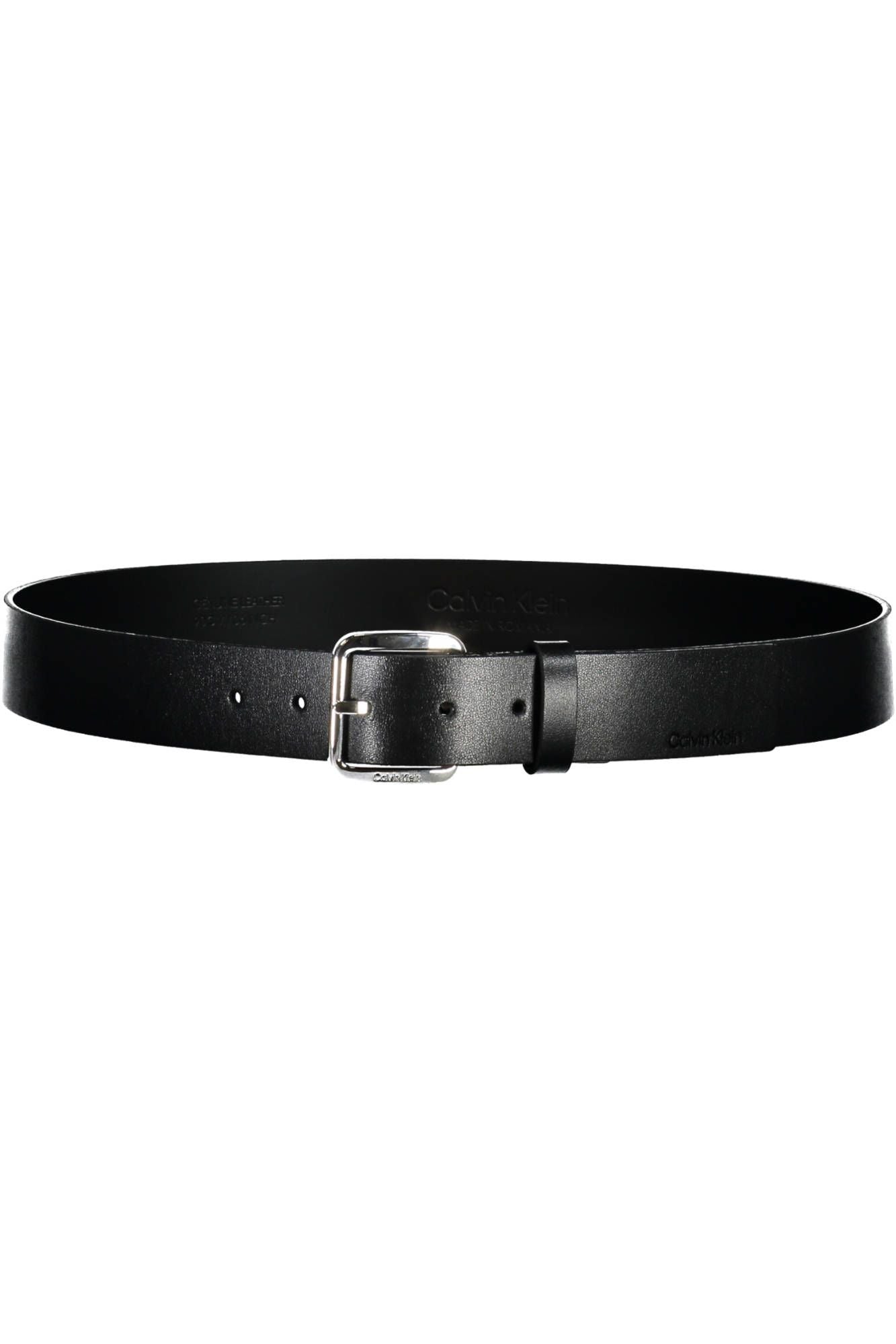 Sleek Black Leather Belt with Metal Buckle