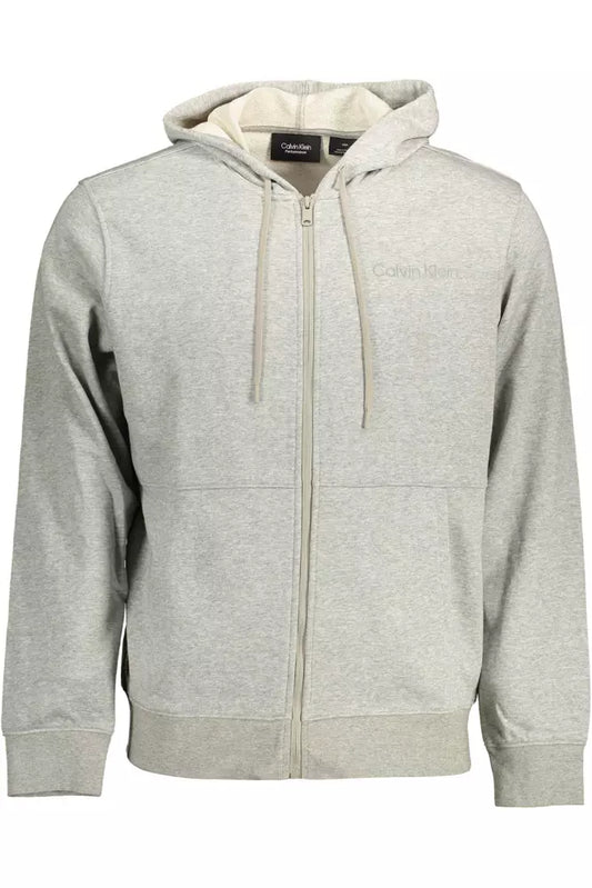 Sleek Gray Cotton Blend Hooded Sweatshirt