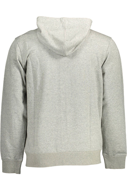 Sleek Gray Hooded Sweatshirt with Logo