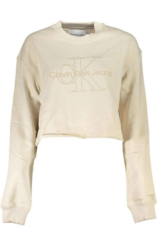 Chic Beige Embroidered Hooded Sweatshirt