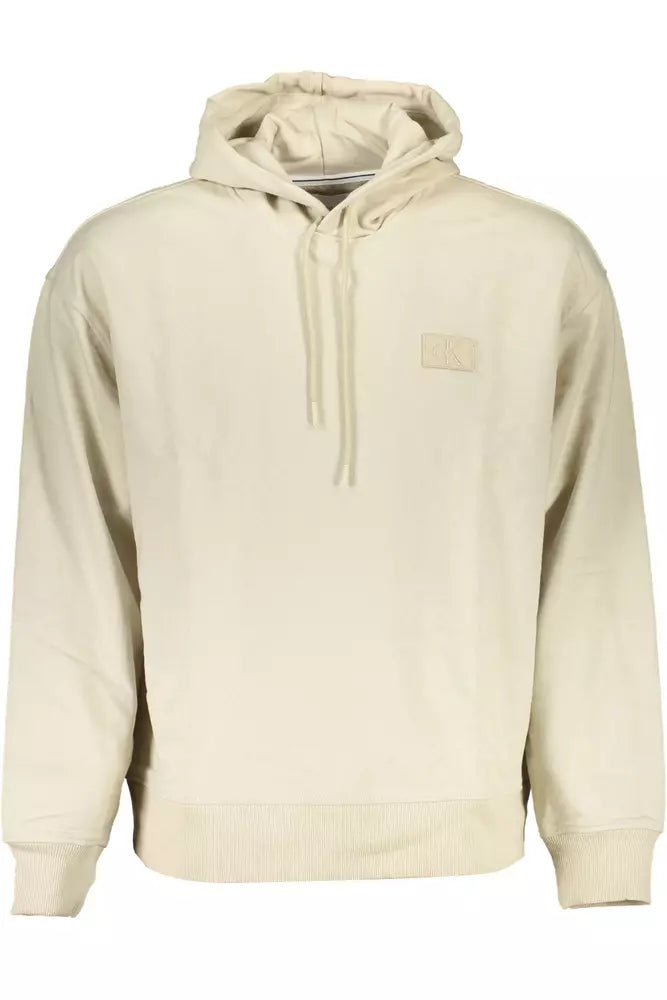 Beige Long-Sleeved Hooded Sweatshirt