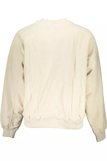 Beige Embroidered Crew Neck Sweater