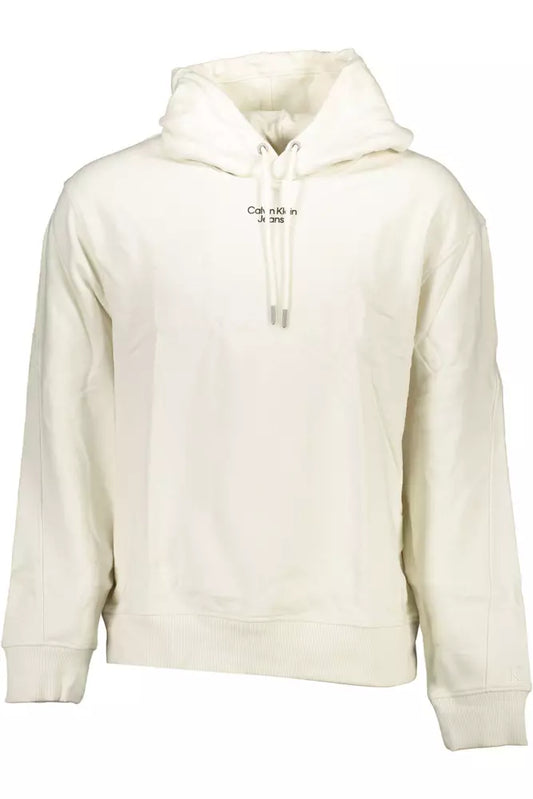 Elegant White Cotton Hooded Sweatshirt